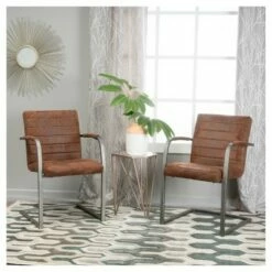 Set of 2 Alta Upholstered Armchairs Brown - Christopher Knight Home -Living Room Chairs store unnamed file 1638