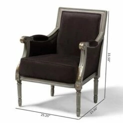 Georgette Velvet Upholstered Armchair Brown/Gray - Baxton Studio
