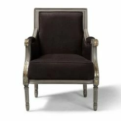 Georgette Velvet Upholstered Armchair Brown/Gray - Baxton Studio -Living Room Chairs store unnamed file 1646