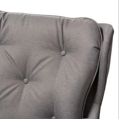 Maggie Mid Century Modern Fabric Upholstered Walnut Finished Rocking Chair Gray, Brown - Baxton Studio 6 Maggie Mid Century Modern Fabric Upholstered Walnut Finished Rocking Chair Gray, Brown - Baxton Studio - Image 4