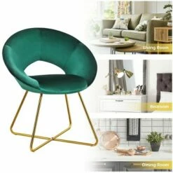 Costway Set of 2 Accent Velvet Chairs Dining Chairs Arm Chair w/Golden Legs -Living Room Chairs store unnamed file 1666