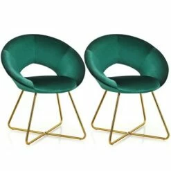 Costway Set of 2 Accent Velvet Chairs Dining Chairs Arm Chair w/Golden Legs -Living Room Chairs store unnamed file 1669