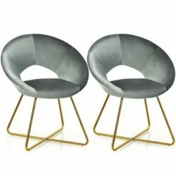 Costway Set of 2 Accent Velvet Chairs Dining Chairs Arm Chair w/Golden Legs -Living Room Chairs store unnamed file 1670