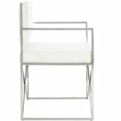 Kian Velvet Directors Chair - White/Silver - Safavieh -Living Room Chairs store unnamed file 1674