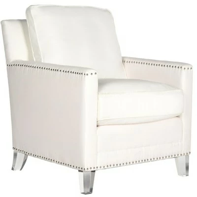 Hollywood Glam Tufted Acrylic White Club Chair W/ Silver Nail Heads - White/Clear - Safavieh 4 Hollywood Glam Tufted Acrylic White Club Chair W/ Silver Nail Heads - White/Clear - Safavieh - Image 2