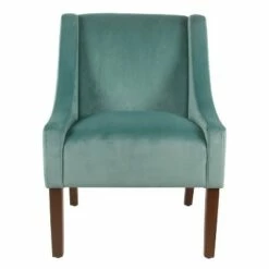 Modern Velvet Swoop Arm Accent Chair - Homepop Aqua Blue -Living Room Chairs store unnamed file 1694