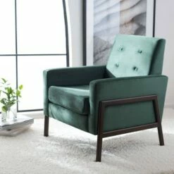 Roald Sofa Accent Chair - Safavieh Blue Velvet/antique Coffee -Living Room Chairs store unnamed file 1753