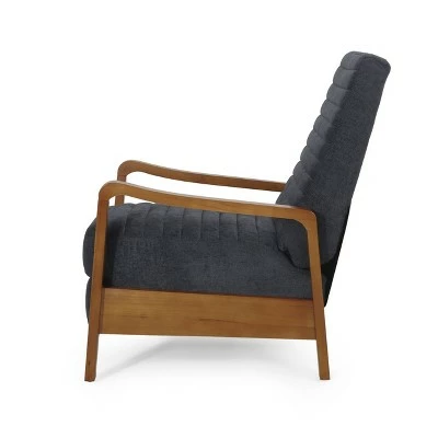 Munro Contemporary Fabric Channel Stitch Pushback Recliner - Christopher Knight Home Sand/teak 5 Munro Contemporary Fabric Channel Stitch Pushback Recliner - Christopher Knight Home Sand/teak - Image 3