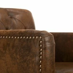 Colin Tufted Club Chair - Safavieh Dark Taupe -Living Room Chairs store unnamed file 1796