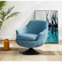 Citine Velvet Swivel Accent Chair - Safavieh Light Blue/black