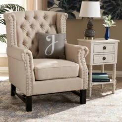 Charrette Button Tufted Armchair - Baxton Studio Gray