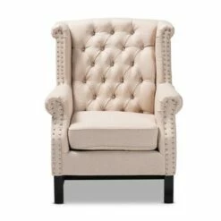Charrette Button Tufted Armchair - Baxton Studio Gray -Living Room Chairs store unnamed file 1899