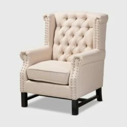 Charrette Button Tufted Armchair - Baxton Studio Gray -Living Room Chairs store unnamed file 1900