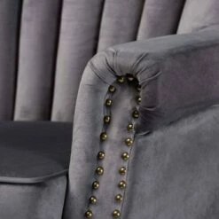 Relena Velvet Wood Armchair - Baxton Studio Gray/dark Brown 17 Relena Velvet Wood Armchair - Baxton Studio Gray/dark Brown -Living Room Chairs store unnamed file 1906