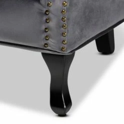 Relena Velvet Wood Armchair - Baxton Studio Gray/dark Brown 18 Relena Velvet Wood Armchair - Baxton Studio Gray/dark Brown -Living Room Chairs store unnamed file 1907