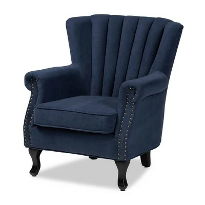 Relena Velvet Wood Armchair - Baxton Studio Gray/dark Brown 13 Relena Velvet Wood Armchair - Baxton Studio Gray/dark Brown - Image 11