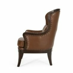 Mantua Contemporary Upholstered Accent Chair with Nailhead Trim - Christopher Knight Home Cognac Brown/dark Brown -Living Room Chairs store unnamed file 1941