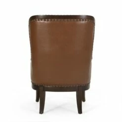 Mantua Contemporary Upholstered Accent Chair with Nailhead Trim - Christopher Knight Home Cognac Brown/dark Brown -Living Room Chairs store unnamed file 1943