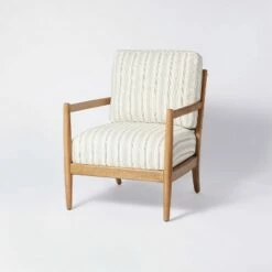 Threshold Designed W/Studio McGee Park Valley Ladder Back Wood Arm Accent Chair - Threshold™ designed with Studio McGee Cream -Living Room Chairs store unnamed file 196