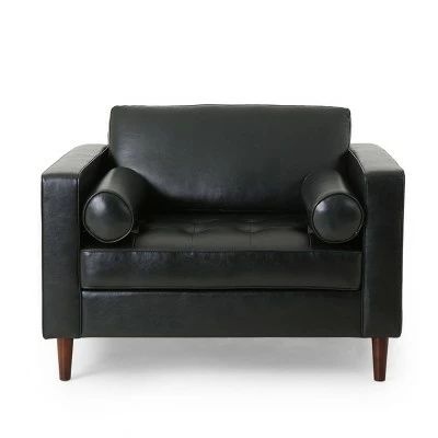 Malinta Contemporary Tufted Club Chair - Christopher Knight Home Midnight Black/espresso 13 Malinta Contemporary Tufted Club Chair - Christopher Knight Home Midnight Black/espresso - Image 11