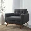 Gneiss Modern Linen Armchair Slate Gray - Safavieh