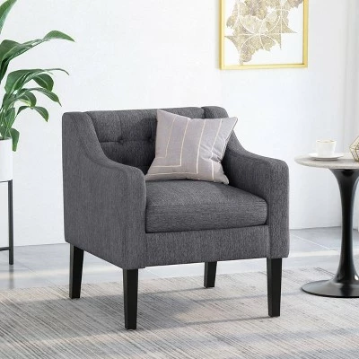 Deanna Contemporary Fabric Tufted Accent Chair - Christopher Knight Home Dark Beige/espresso 3 Deanna Contemporary Fabric Tufted Accent Chair - Christopher Knight Home Dark Beige/espresso