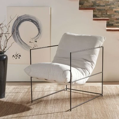 Portland Pillow Top Accent Chair Ivory/Black - Safavieh 3 Portland Pillow Top Accent Chair Ivory/Black - Safavieh