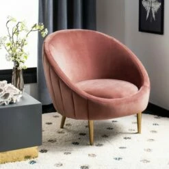 Razia Channel Tufted Tub Chair Dusty Rose - Safavieh