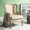 Fallon Linen Wing Chair - Natural Linen - Safavieh -Living Room Chairs store unnamed file 2083