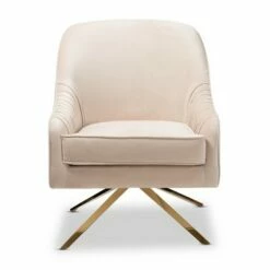 Amaya Velvet Lounge Chair Light Beige/Gold - Baxton Studio -Living Room Chairs store unnamed file 2093