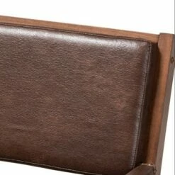 Rovelyn Faux Leather Walnut Finished Wood Lounge Chair Brown - Baxton Studio -Living Room Chairs store unnamed file 2193