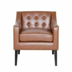 Deanna Contemporary Faux Leather Tufted Accent Chair - Christopher Knight Home Dark Brown/espresso -Living Room Chairs store unnamed file 2215