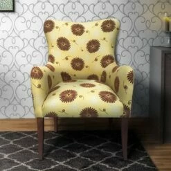 Patterned Fabric Arm Upholstered Accent Chair with Flared Legs Brown/Beige - The Urban Port -Living Room Chairs store unnamed file 2222