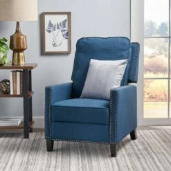 Cecelia Traditional Fabric Recliner Navy Blue - Christopher Knight Home
