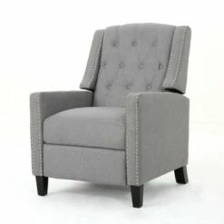 Izidro Tufted Fabric Recliner - Christopher Knight Home Light Gray -Living Room Chairs store unnamed file 2235