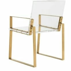 Langston Acrylic Arm Chair - Brass/Clear - Safavieh -Living Room Chairs store unnamed file 2264