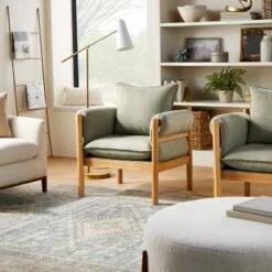 Threshold Designed W/Studio McGee Arbon Wood Dowel Accent Chair with Cushion Arms - Threshold™ designed with Studio McGee Natural Linen