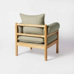 Threshold Designed W/Studio McGee Arbon Wood Dowel Accent Chair with Cushion Arms - Threshold™ designed with Studio McGee Natural Linen -Living Room Chairs store unnamed file 2301