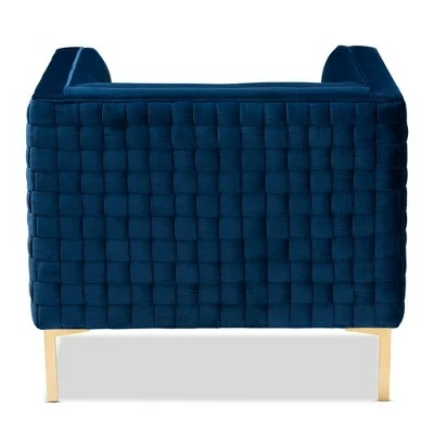 Seraphin Velvet Upholstered Chair Blue/Gold - Baxton Studio 3 Seraphin Velvet Upholstered Chair Blue/Gold - Baxton Studio