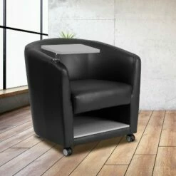 Flash Furniture Guest Chair with Tablet Arm, Front Wheel Casters and Under Seat Storage