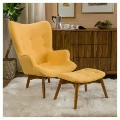 Hariata Fabric Contour Chair with Ottoman Set - Christopher Knight Home Purple