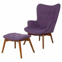 Hariata Fabric Contour Chair with Ottoman Set - Christopher Knight Home Purple -Living Room Chairs store unnamed file 2344