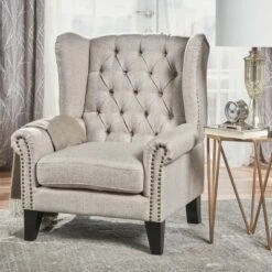 Laird Traditional Winged Accent Chair - Christopher Knight Home Beige