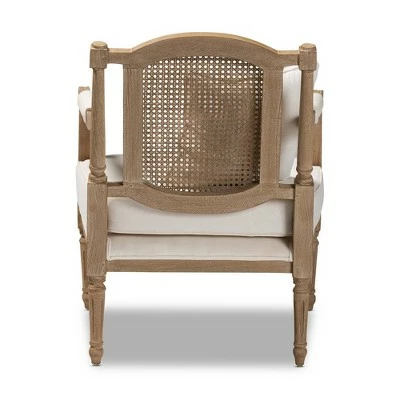 Clemence Upholstered Whitewashed Wood Accent Chair Ivory/Oak - Baxton Studio 3 Clemence Upholstered Whitewashed Wood Accent Chair Ivory/Oak - Baxton Studio