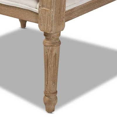 Clemence Upholstered Whitewashed Wood Accent Chair Ivory/Oak - Baxton Studio 7 Clemence Upholstered Whitewashed Wood Accent Chair Ivory/Oak - Baxton Studio - Image 5