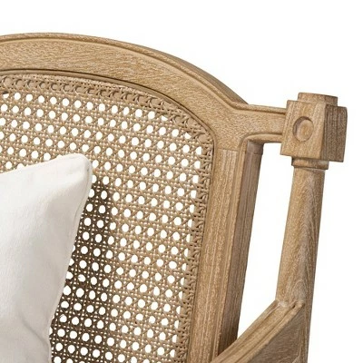 Clemence Upholstered Whitewashed Wood Accent Chair Ivory/Oak - Baxton Studio 9 Clemence Upholstered Whitewashed Wood Accent Chair Ivory/Oak - Baxton Studio - Image 7