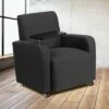 Flash Furniture Gray Fabric Guest Chair with Tablet Arm and Front Wheel Casters