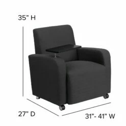 Flash Furniture Gray Fabric Guest Chair with Tablet Arm and Front Wheel Casters -Living Room Chairs store unnamed file 2372