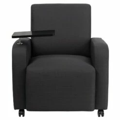 Flash Furniture Gray Fabric Guest Chair with Tablet Arm and Front Wheel Casters -Living Room Chairs store unnamed file 2377