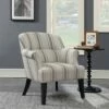 Upholstered Roll Arm Accent Chair Cambridge Black Stripe - HomeFare